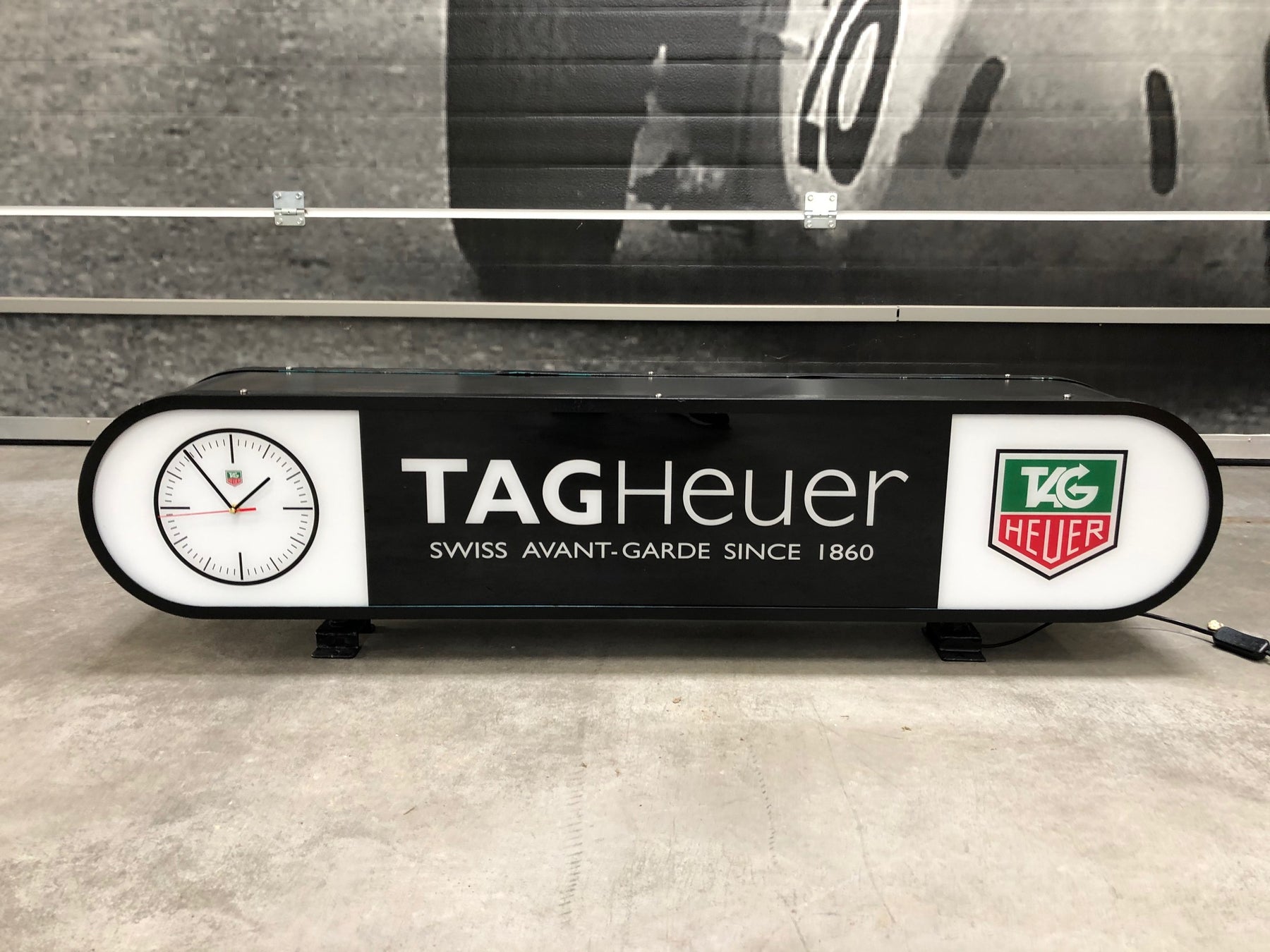 Tag Heuer official dealer illuminated sign with clock Formula 1