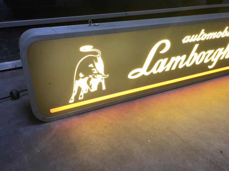 1976 Lamborghini official dealership showroom vintage illuminated sign