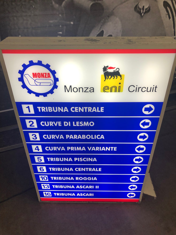 1980 original Monza track official illuminated double side sign