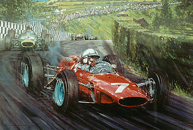 John Surtees in the Ferrari 158, Nuerburgring 1964 by Nicholas Watts - Formula 1 Memorabilia