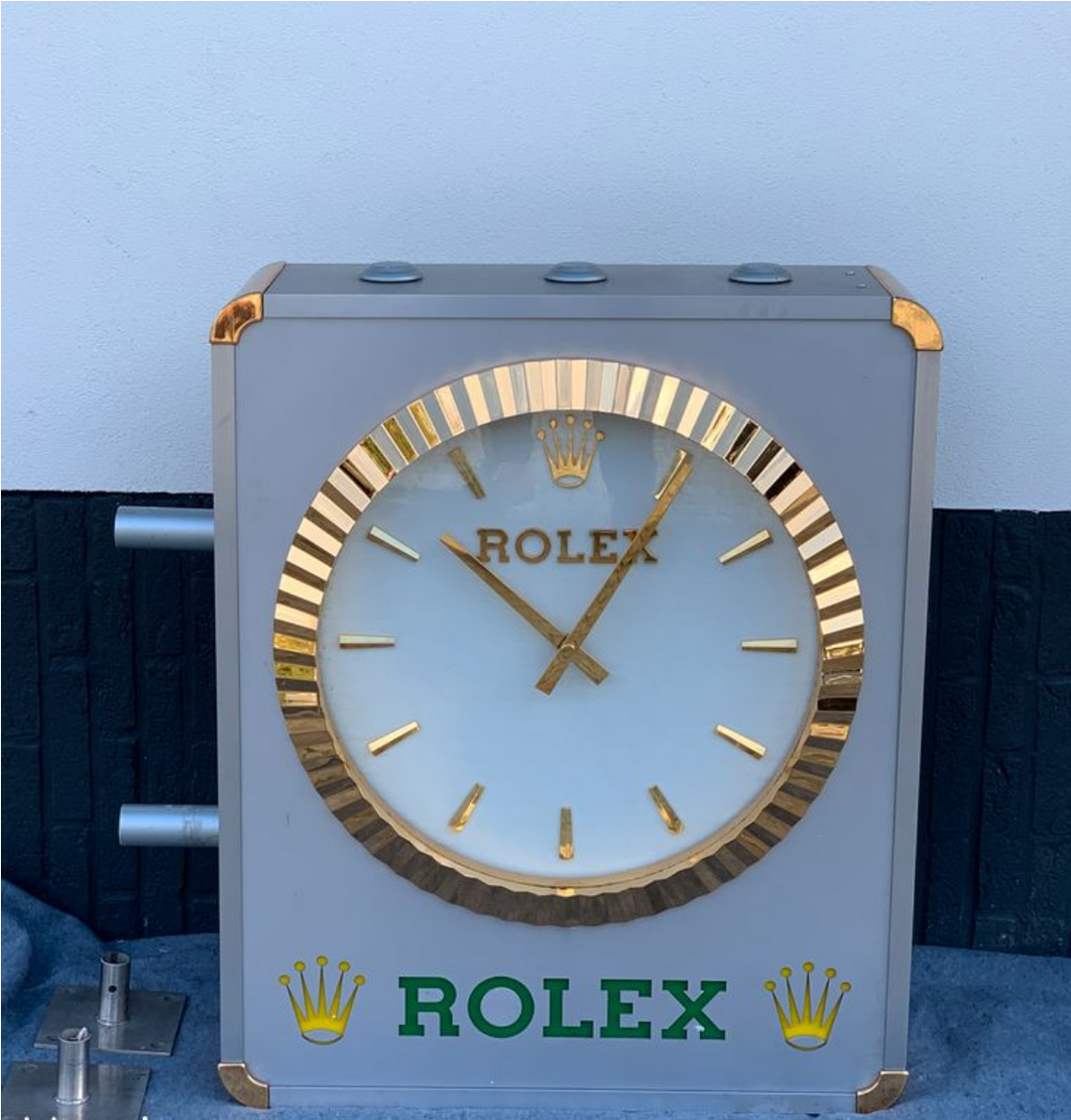 ROLEXディスプレイ 1990s Rolex Geneva official dealer illuminated clock double