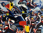 Coulthard RedBull painting after Peter Eisenreich - Formula 1 Memorabilia