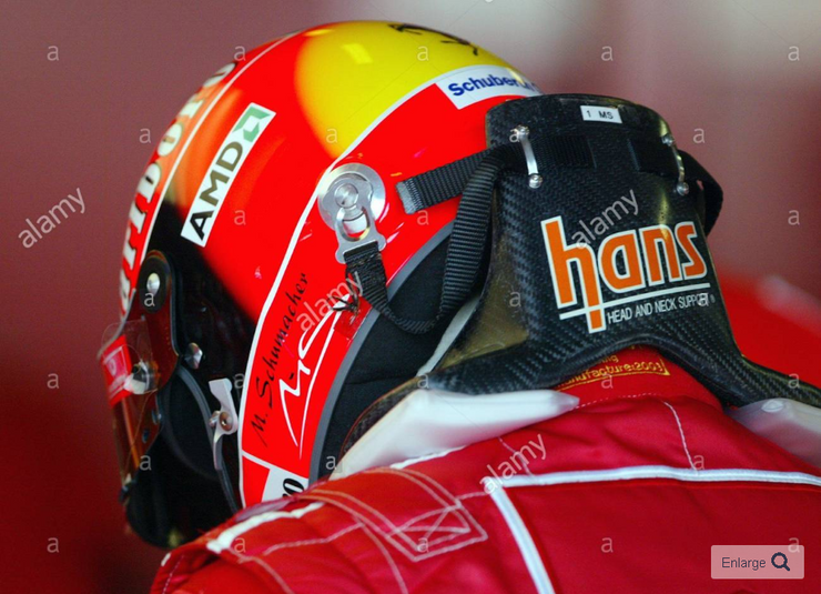 2003 Michael Schumacher Ferrari race used H.A.N.S system