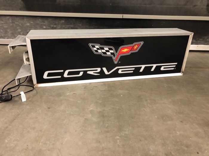2000s Corvette official dealership illuminated sign