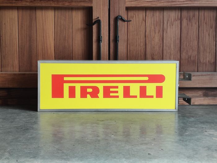 1980s Pirelli official dealer vintage illuminated double side sign