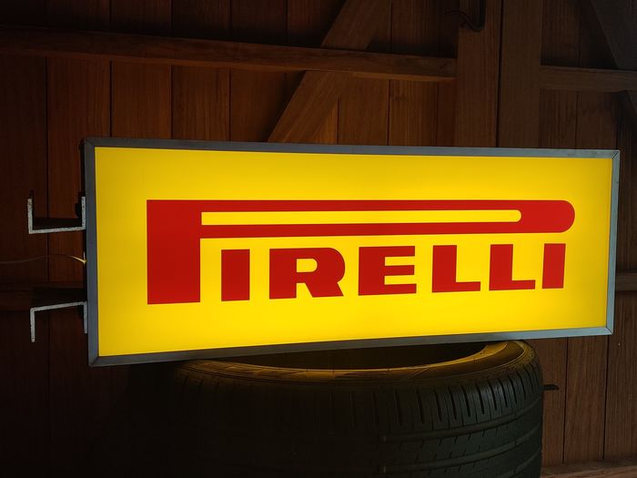 1980s Pirelli official dealer vintage illuminated double side sign