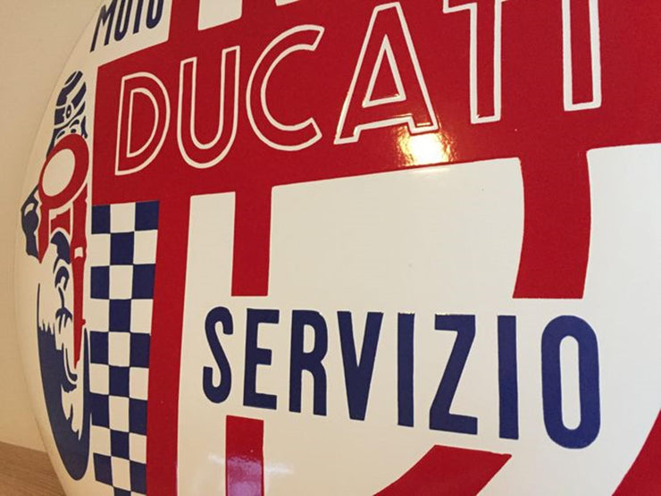 RARE DUCATI Sign Enamel Porcelain Service Dealership - Formula 1 Memorabilia