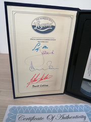 1984 video VHS signed by Stirling Moss, Jacky Ickx, Derek Bell, John Surtees