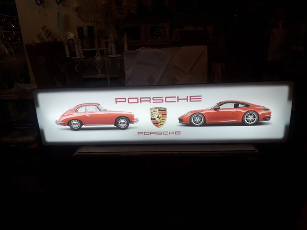 Very long Porsche 356 / 911 illuminated sign