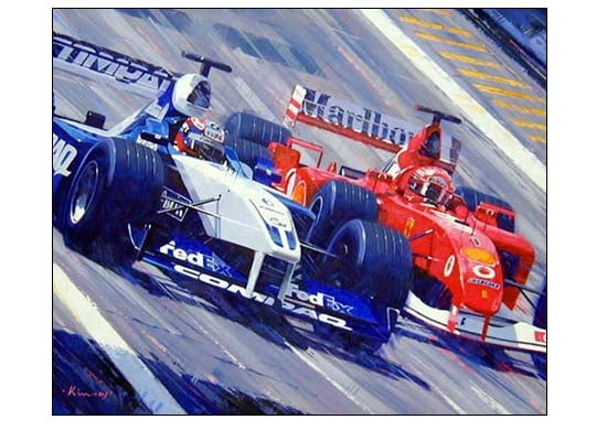 Pablo Montoya - Michael Schumacher duel by Alan Kinsey - Formula 1 Memorabilia