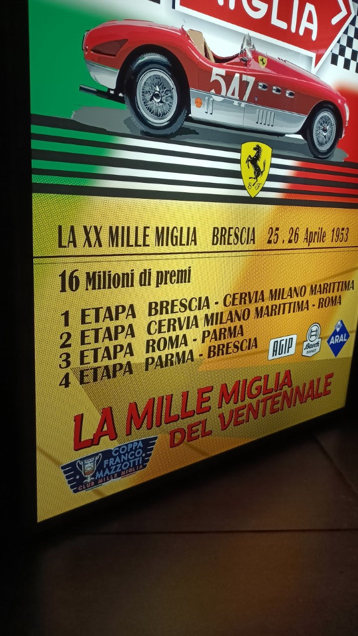 1953 Mille Miglia illuminated neon sign